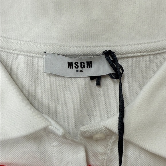 MSGM Piquet Cotton Flared Polo Dress White with Embroidered Logo NWT Kids 14 - Picture 8 of 9